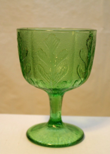 Vintage green glass pedestal - green,